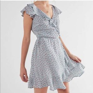 Urban light blue floral wrap dress